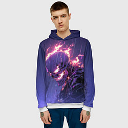 Толстовка-худи мужская Ghost Rider - Neon rain, цвет: 3D-белый — фото 2