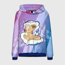 Толстовка-худи мужская Снегурочка с тату, цвет: 3D-синий