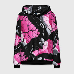 Толстовка-худи мужская Чёрные линии на чёрно-розовом фоне, цвет: 3D-черный