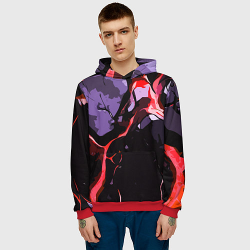 Мужская толстовка Красный разлом в камне / 3D-Красный – фото 3