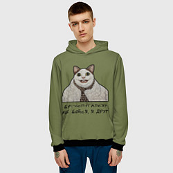 Толстовка-худи мужская Кот Бу - мем, цвет: 3D-черный — фото 2