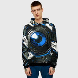 Толстовка-худи мужская Синяя сфера киберпанк, цвет: 3D-черный — фото 2