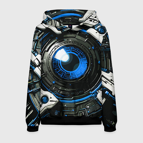 Мужская толстовка Синяя сфера киберпанк / 3D-Черный – фото 1