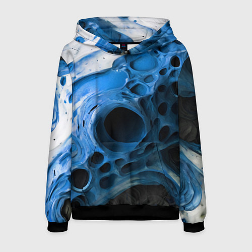 Мужская толстовка Сине-белая абстрактная структура / 3D-Черный – фото 1