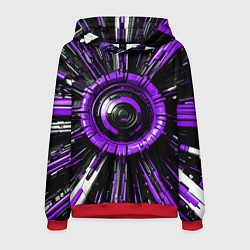Толстовка-худи мужская Чёрно-фиолетовая сфера киберпанк, цвет: 3D-красный