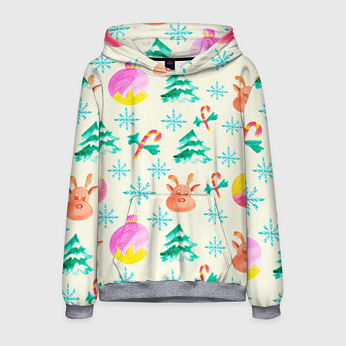 Мужская толстовка Зимний новогодний узор / 3D-Меланж – фото 1