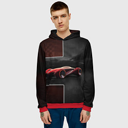 Толстовка-худи мужская Футуристичный красный спорткар, цвет: 3D-красный — фото 2