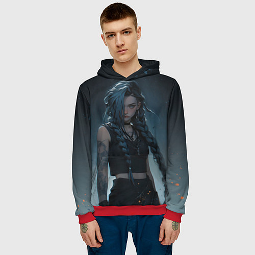 Мужская толстовка Джинкс в реалистичном стиле / 3D-Красный – фото 3