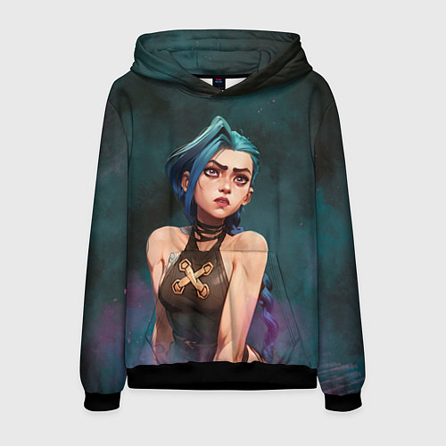 Мужская толстовка Джинкс голубой дым / 3D-Черный – фото 1