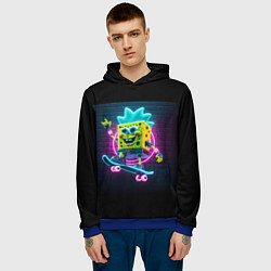 Толстовка-худи мужская Sponge Bob on a skateboard - ai art fantasy, цвет: 3D-синий — фото 2