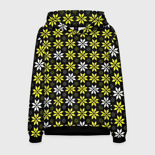 Мужская толстовка Жёлто-белые звёзды на чёрном фоне / 3D-Черный – фото 1