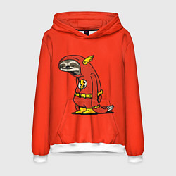 Толстовка-худи мужская Ленивец Флэш, цвет: 3D-белый