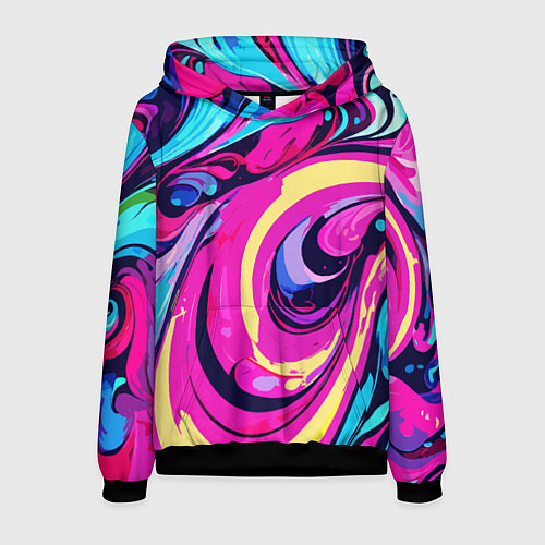 Мужская толстовка Сине-розовый узор / 3D-Черный – фото 1