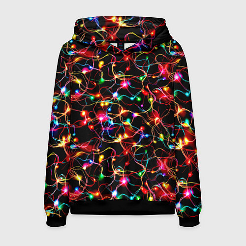 Мужская толстовка Новогодние гирлянды / 3D-Черный – фото 1