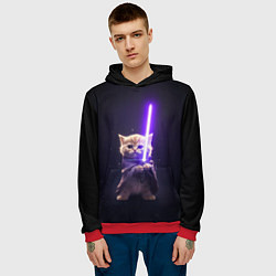 Толстовка-худи мужская Котик джедай, цвет: 3D-красный — фото 2