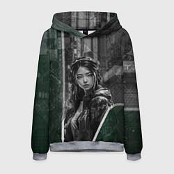 Толстовка-худи мужская Азиатская девушка с зелёными глазами, цвет: 3D-меланж