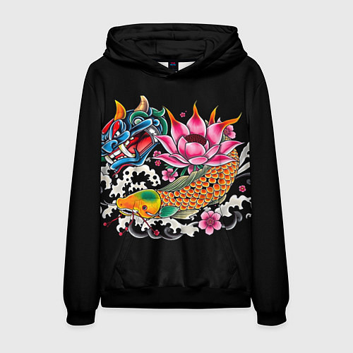 Мужская толстовка Татуировка в японском стиле / 3D-Черный – фото 1
