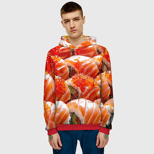 Мужская толстовка Ролл Филадельфия / 3D-Красный – фото 3