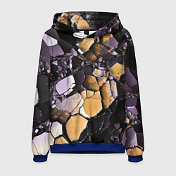 Толстовка-худи мужская Чёрно-жёлтый камень, цвет: 3D-синий