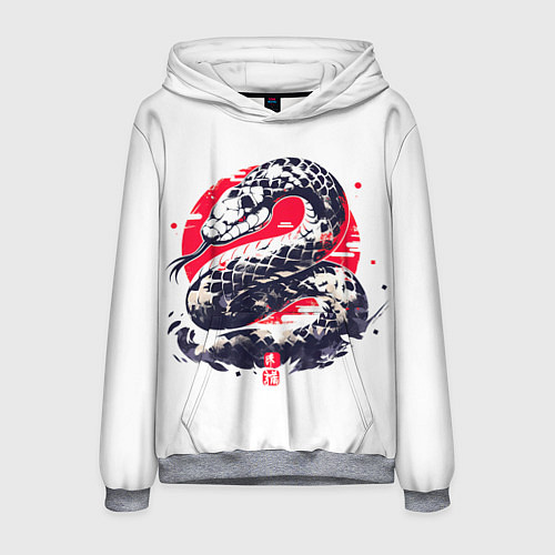 Мужская толстовка Змея и иероглифы / 3D-Меланж – фото 1