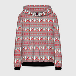 Толстовка-худи мужская Рождественский паттерн, цвет: 3D-черный