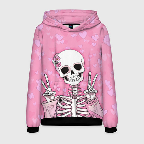 Мужская толстовка Скелет-милашка / 3D-Черный – фото 1