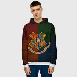 Толстовка-худи мужская Hogwarts emblem, цвет: 3D-белый — фото 2