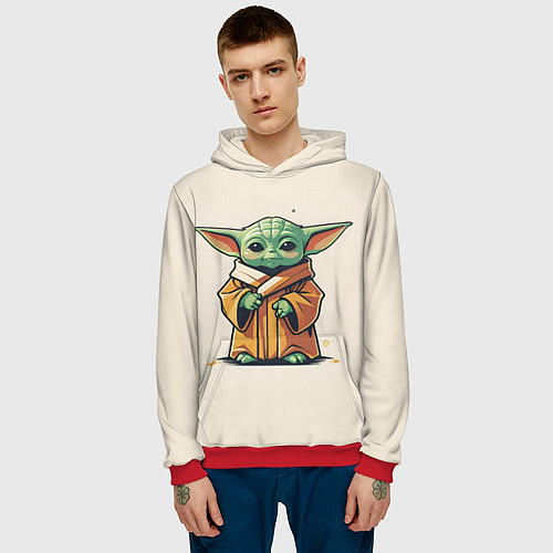 Мужская толстовка Малыш Грогу - Мандолорец / 3D-Красный – фото 3
