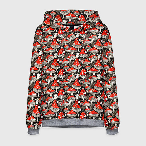 Мужская толстовка Новогодние мухоморы колпаки / 3D-Меланж – фото 1