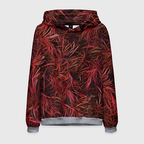 Мужская толстовка Красная трава на чёрном фоне / 3D-Меланж – фото 1