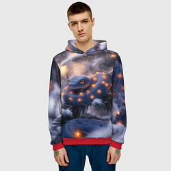 Толстовка-худи мужская Темная змея в фонариках, цвет: 3D-красный — фото 2