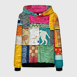 Толстовка-худи мужская Пэчворк с человечком, цвет: 3D-черный