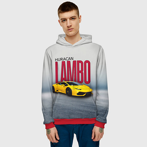 Мужская толстовка Итальянский суперкар Lambo Huracan / 3D-Красный – фото 3