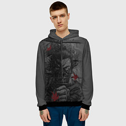 Толстовка-худи мужская Дзин Сакай - самурай, цвет: 3D-черный — фото 2