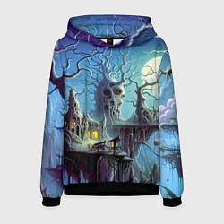 Толстовка-худи мужская Коттедж ведьмы - нейроарт фантазия, цвет: 3D-черный