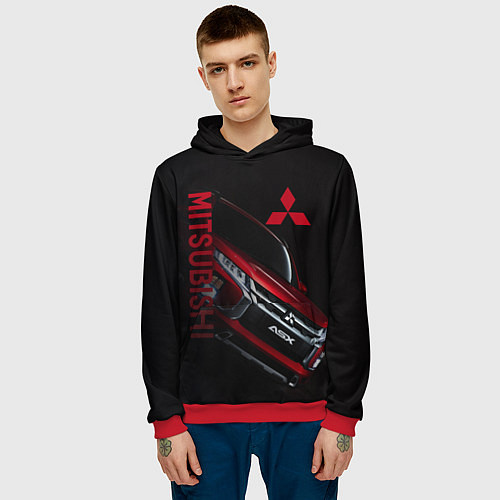 Мужская толстовка Mitsubishi логотип / 3D-Красный – фото 3
