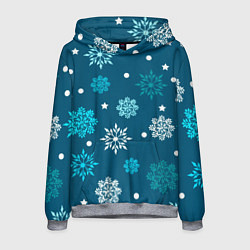 Толстовка-худи мужская Резные снежинки, цвет: 3D-меланж