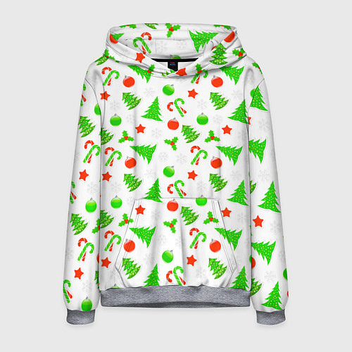 Мужская толстовка Новогодний ёлочный паттерн / 3D-Меланж – фото 1