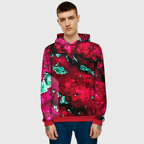 Мужская толстовка Абстракция красно-голубая / 3D-Красный – фото 3
