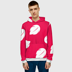 Толстовка-худи мужская Тестура платья Лило с листьями, цвет: 3D-белый — фото 2