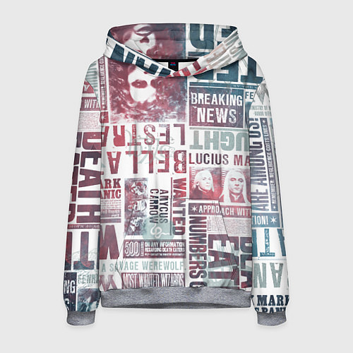 Мужская толстовка Паттерн газеты - Гарри Поттер Сириус Блэк и Люциус / 3D-Меланж – фото 1