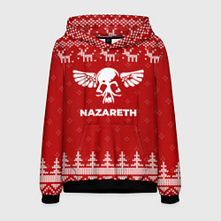 Толстовка-худи мужская Новогодний Nazareth с оленями, цвет: 3D-черный