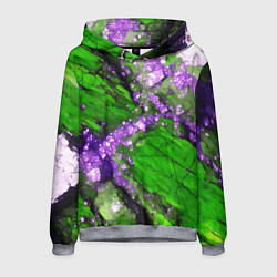 Толстовка-худи мужская Фиолетовый минерал в зелёном камне, цвет: 3D-меланж