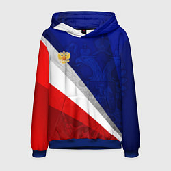 Толстовка-худи мужская Герб России - триколор, цвет: 3D-синий