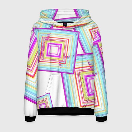 Мужская толстовка Абстрактные квадраты / 3D-Черный – фото 1