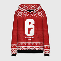 Толстовка-худи мужская Новогодний Rainbow Six, цвет: 3D-черный