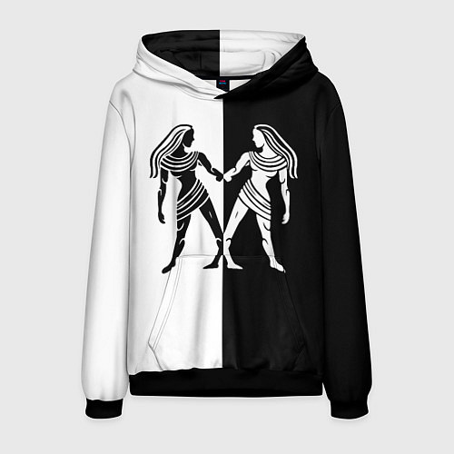 Мужская толстовка Близнецы чёрно-белое / 3D-Черный – фото 1