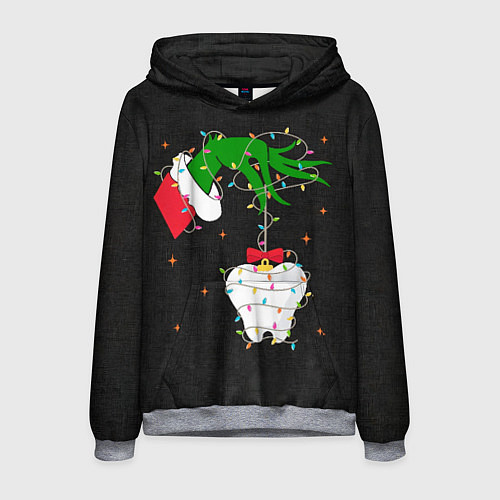 Мужская толстовка Гринч похищает у зубной феи / 3D-Меланж – фото 1