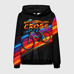 Толстовка-худи мужская Bicycle moto cross, цвет: 3D-черный