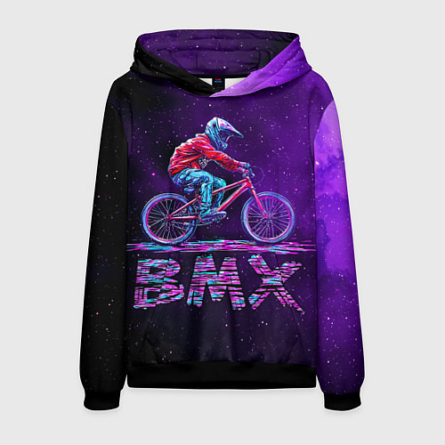 Мужская толстовка BMXер в космосе / 3D-Черный – фото 1